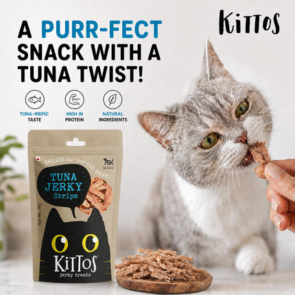 Kittos Tuna Jerky Strips Cat Treats 35g
