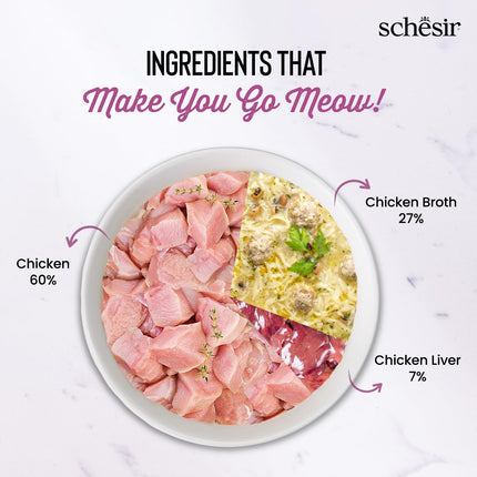 Schesir Baby Cat Mousse – Chicken & Liver, Nutritious Grain-Free Wet Food for Weaning Kittens | Soft, High-Protein Mousse with Taurine for Healthy Growth & Vitality 70g