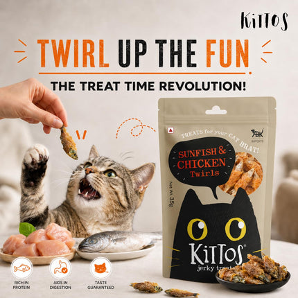Kittos Sunfish & Chicken Twirls Cat Treats 35g