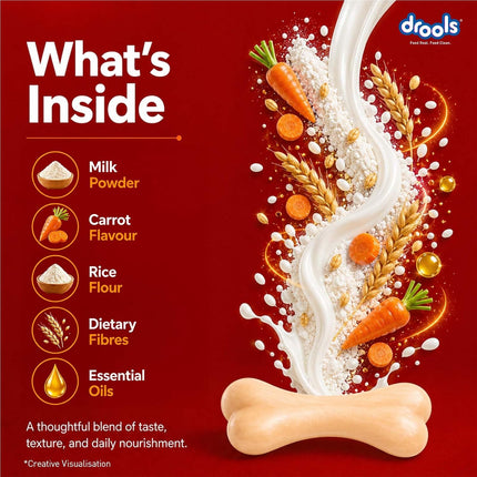 Drools Calcium Milk Bone Dog Treats – Carrot Flavour | Calcium-Rich Dental Chews for Strong Bones & Healthy Teeth