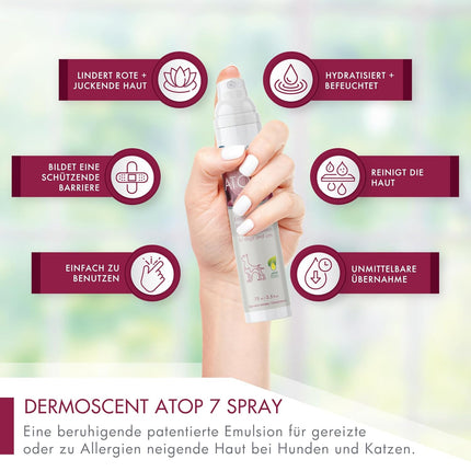 Dermoscent ATOP 7 Spray Steroid-Free Anti-Itch Spray for Dogs & Cats – 75ml