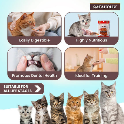 Cataholic Chicken & Fish Treats for Cats and Kittens | Soft Chicken Jerky Sliced | High Protein, Easily Digestible, Healthy Cat Treats for Training & Daily Rewards – 50 gm