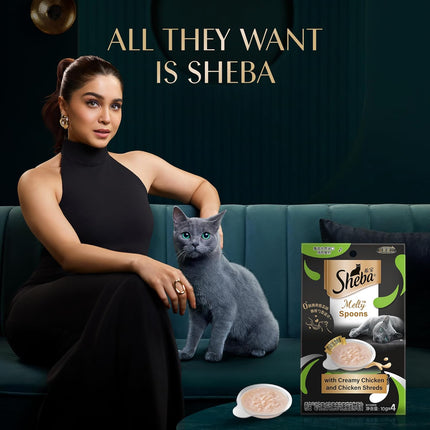 Sheba Melty Spoons Creamy Chicken & Chicken Shred Lickable Creamy Cat Treats