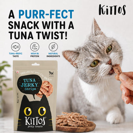 Kittos Tuna Jerky Strips Cat Treats 35g