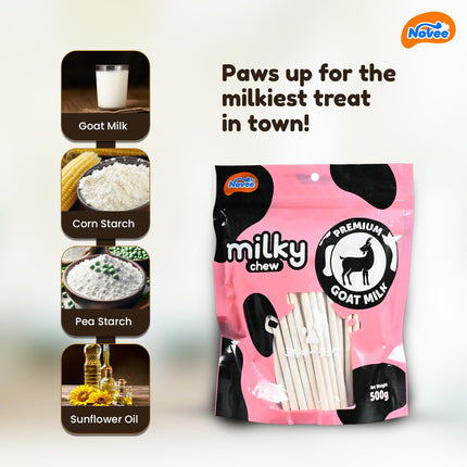 DOGAHOLIC Milky Chew Goat Milk Stick Treats for Dogs – Premium Long-Lasting Calcium-Rich Chew Snacks 500g