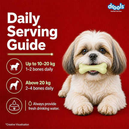 Drools Calcium Milk Bone Dog Treats – Spinach Flavour | Calcium-Rich Dental Chews for Strong Bones & Healthy Teeth