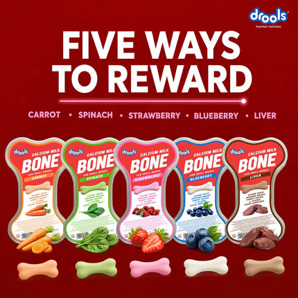 Drools Calcium Milk Bone Dog Treats – Strawberry Flavour | Calcium-Rich Dental Chews for Strong Bones & Healthy Teeth