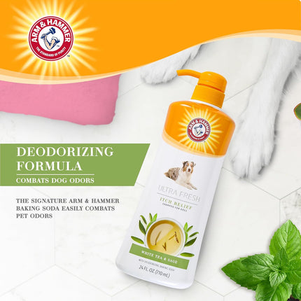 Arm & Hammer Ultra Fresh Itch Relief Shampoo for Dogs White Tea & Sage 710 ml | Anti-Itch & Moisturizing Dog Shampoo