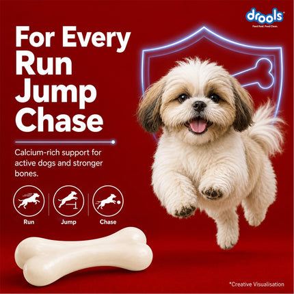 Drools Calcium Milk Bone Dog Treats – Blueberry Flavour | Calcium-Rich Dental Chews for Strong Bones & Healthy Teeth