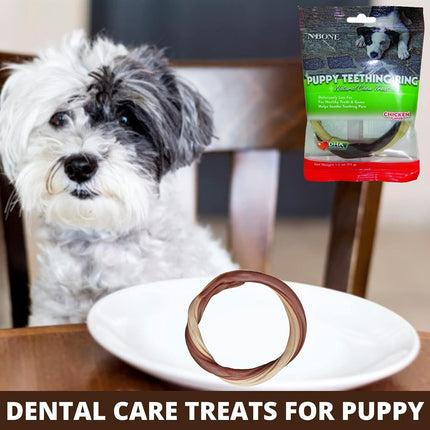 N-Bone Twistix Puppy Teething Ring Chicken Flavor – Soft Edible Puppy Teething Chew with DHA & Calcium | Chicken Flavor | 34g