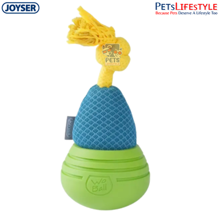 JOYSER Woball Jack Plush Squeaker Dog Toy – Light Blue/Green (M/L)