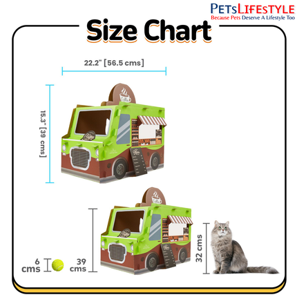 FOFOS Coffee Bus Cat Scratcher – Heavy-Duty Recycled Cardboard Scratcher, Hideout & Play Hub with Imported Catnip