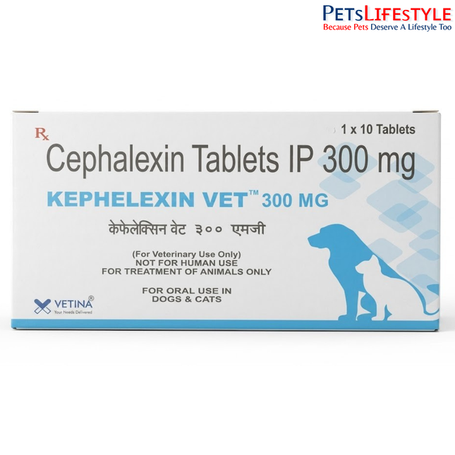 Vetina Kephelexin Vet 300 mg Tablets for Dogs and Cats 10 Tablets