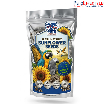 Petslifestyle Premium Sunflower Seeds (500g) – High Energy Bird Food for Parrots & Exotic Birds