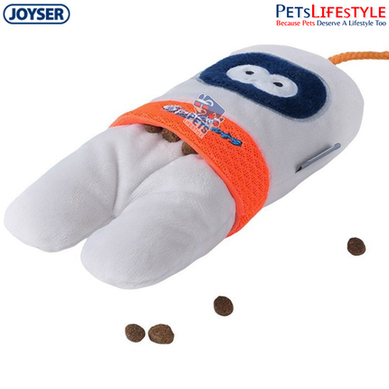 JOYSER Space Treats Astronaut Plush Dog Toy with Treat Pocket – White