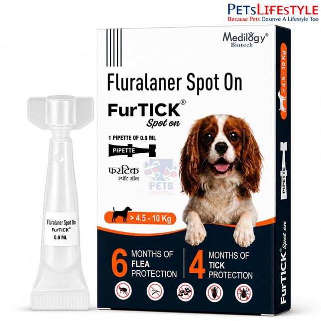 FurTICK Fluralaner Spot On for Dogs (4.5–10 kg) | 0.9 ml Pipette | Tick & Flea Protection