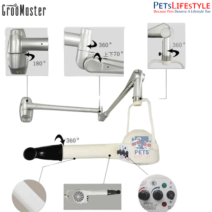 Groo Master VS-2400 Wall Mount Hands-Free Pet Dryer – Professional 2200W Grooming Dryer