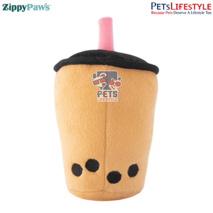 ZippyPaws NomNomz – Boba Milk Tea  Plush Squeaker Dog Toy Cuddle Buddy