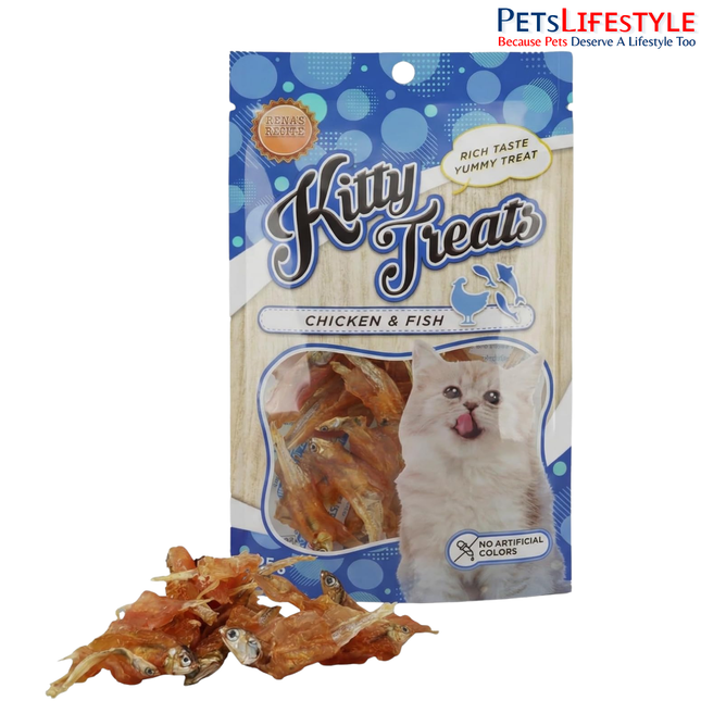 RenaKitty Treats Soft Chicken & Fish Combo Treats 30g Healthy Reward and Training Treat for All Breeds
