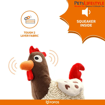 FOFOS Tough Dog Toy Rooster – Animal-Shaped Dog Toy for Playtime & Enrichment