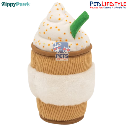 ZippyPaws NomNomz – Puppaccino – Tamale Plush Squeaker Dog Toy for the Foodie Pup