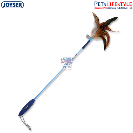 JOYSER Cat Teaser Wand Toy with Real Feather – Blue
