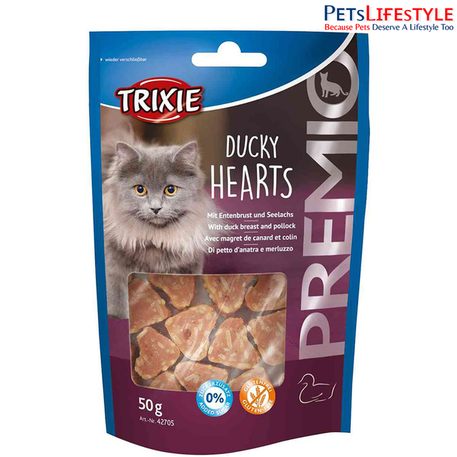 Trixie Premio Ducky Hearts Cat Treats – Nutrient Rich Training & Reward Snacks for Cats