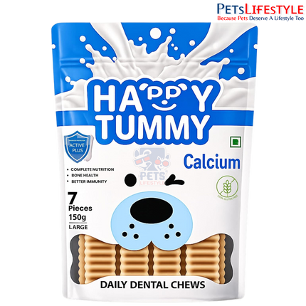 Gnawlers Happy Tummy Calcium Dental Bone Treat for Medium & Large Dogs | Daily Dental Chew for Strong Bones & Healthy Teeth