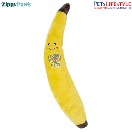 ZippyPaws Jigglerz – Banana  Super Sized Plush Dog Toy with Interactive Jiggler Squeaker