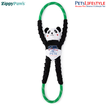 ZippyPaws RopeTugz – Panda  Super Sized Plush Rope Tug Dog Toy with Squeaker
