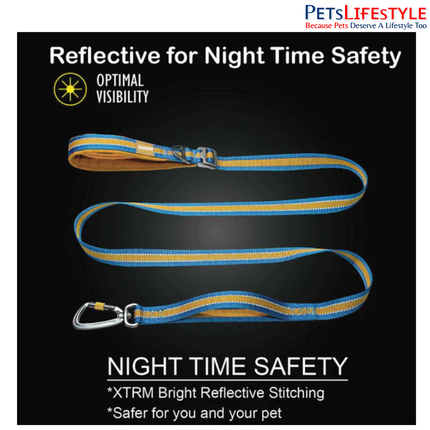 Petaholic Outdoor Tracker Series Dog Leash Plateau | Reflective Adjustable Leash with Dual Padded Handles & Click-Lock Hook