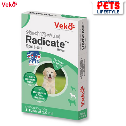 Veko Radicate Spot-On for Medium Dogs (10.1 – 20 kg) – 1 ml (120 mg Selamectin)