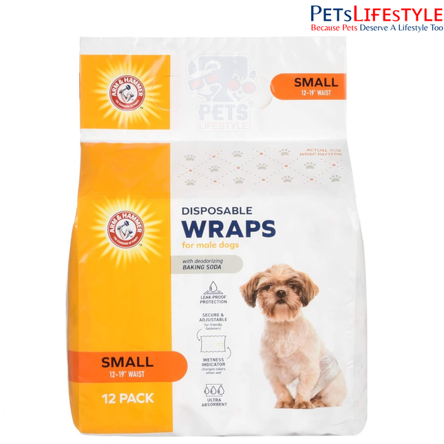 Arm & Hammer for Pets Male Dog Wraps – Small (12 Count)