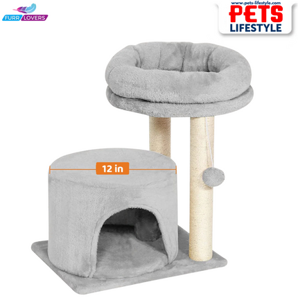 Canine Desk Cozy Cat Tree with Scratching Posts, Platforms and Dangling Toy