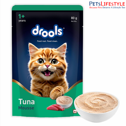Drools Cat Mousse Wet Cat Food – Tuna Flavour 80g High Protein Smooth Texture Adult Cats 1+ Years