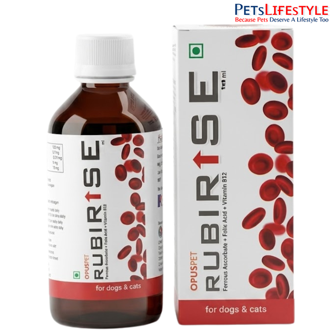 Opus Pet Rubirise | Hematinic Syrup for Dogs & Cats | Iron, Folic Acid & Vitamin B12 Blood Builder | 200 ml