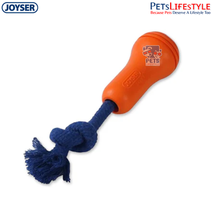 JOYSER Ropper Rope & Rubber Durable Chew Dog Toy for Puppies & Small Dogs – Orange/Dark Blue (S/M)