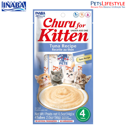 Inaba Churu for Kitten Tuna Recipe Lickable Cat Treat 14g x 4