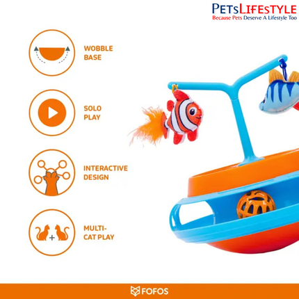 FOFOS Interactive Cat Toy Play Centre – Orange Interactive Activity Toy for Cats | Indoor Cat Enrichment & Play Centre