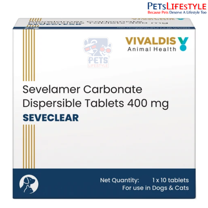 Vivaldis Seveclear 400 mg Tablets – Sevelamer Carbonate Phosphate Binder for Dogs & Cats
