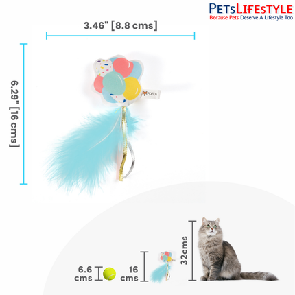 Fofos Birthday Balloon Cat Toy – Soft Plush Toy with US-Grade Organic Catnip & Real Feathers for Kittens & Cats