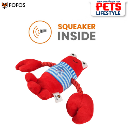 FOFOS Sealife Lobster Plush Dog Toy – Red | Tug & Chew Toy for Small & Medium Dogs