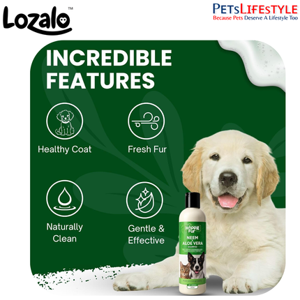 Happie Fur Neem Aloe Pet Shampoo for Dogs & Cats – 300 ml