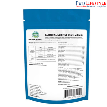 Oxbow Natural Science Multi-Vitamin Supplement for Rabbits, Guinea Pigs & Small Pets (120 g)