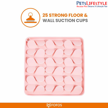FOFOS Licking Mat Pink – Food-Grade Silicone Slow Feeder & Enrichment Mat for Dogs and Cats
