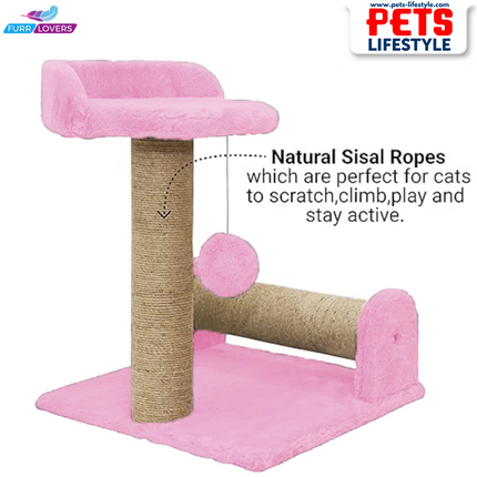 Canine Desk Soft Fur Fabric Activity Dual Jute Rope Scratching Post Cat Tree for Kittens & Cats
