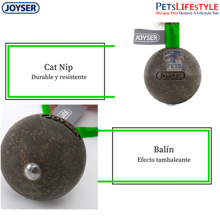 JOYSER Catnip Ball with Feather – Brown/Green | Interactive Cat Toy