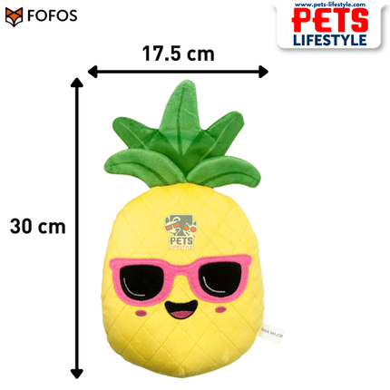 FOFOS Summer Plush Pineapple Dog Toy Tough 2-Layer Fabric + Squeaker Moderate Chewer Toy