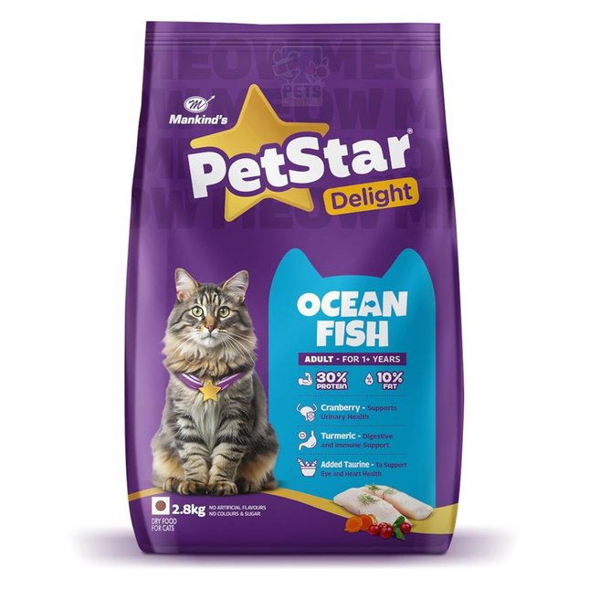 Mankind PetStar Adult Cat Food – Ocean Fish Flavour | Complete Nutrition with Taurine & Omega for Urinary, Digestive & Heart Health