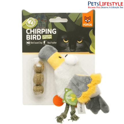 FOFOS Eagle Cat Toy – Interactive Plush Bird with Motion-Activated Sounds, Real Feathers & 3 Organic Catnip Balls, Yellow